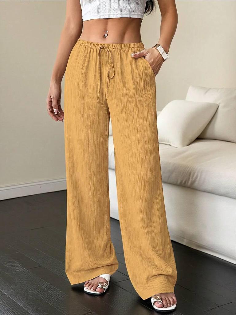 2025 Autumn European & American Style Women's Solid Color Straight-Leg Casual Pants