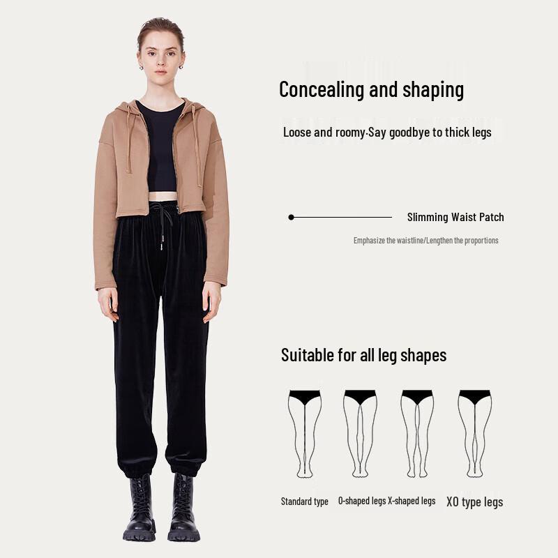 Navigare Women's Plush Velvet Elastic Cuff Casual Pants
