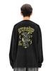 OURPOCKETS Grid Pigment Dragon Oversized Long Sleeve Sweatshirt (Z Black)