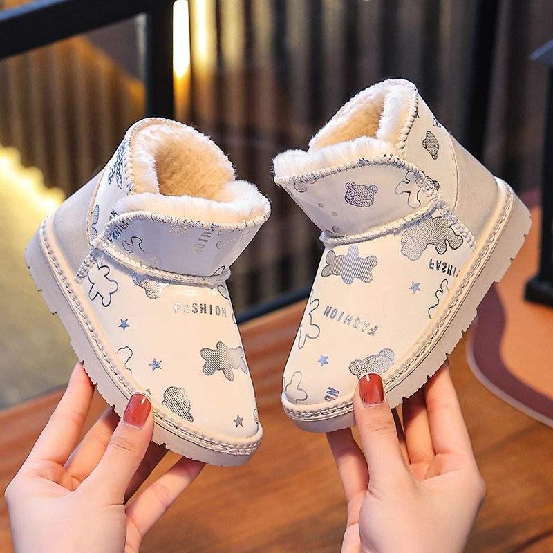 Wasserdichte Schneestiefel für Kinder im Winter - Warme, modische, rutschfeste Kurzstiefel mit Samtfutter für Jungen und Mädchen