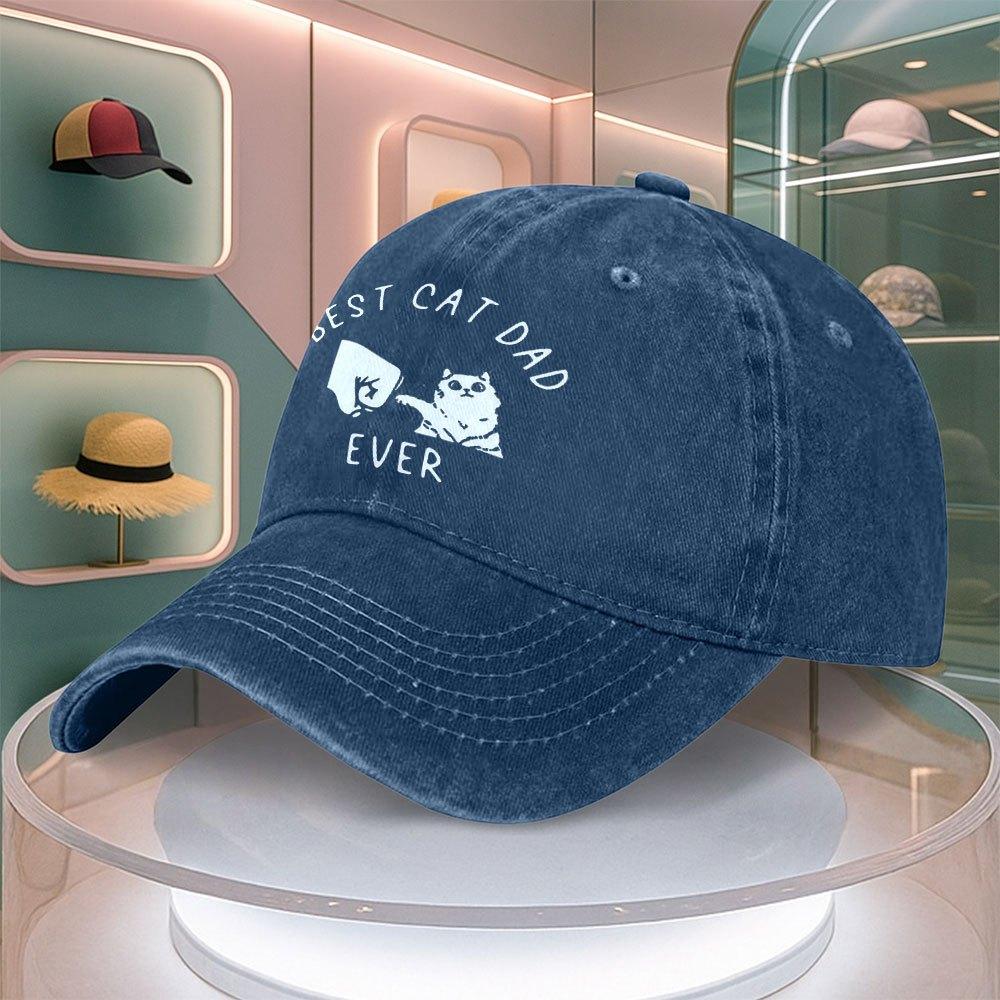 Best Cat Dad Ever Fist Baseball Cap Vintage Curved Brim Adjustable Dad Hat For Men Women Running Leisure
