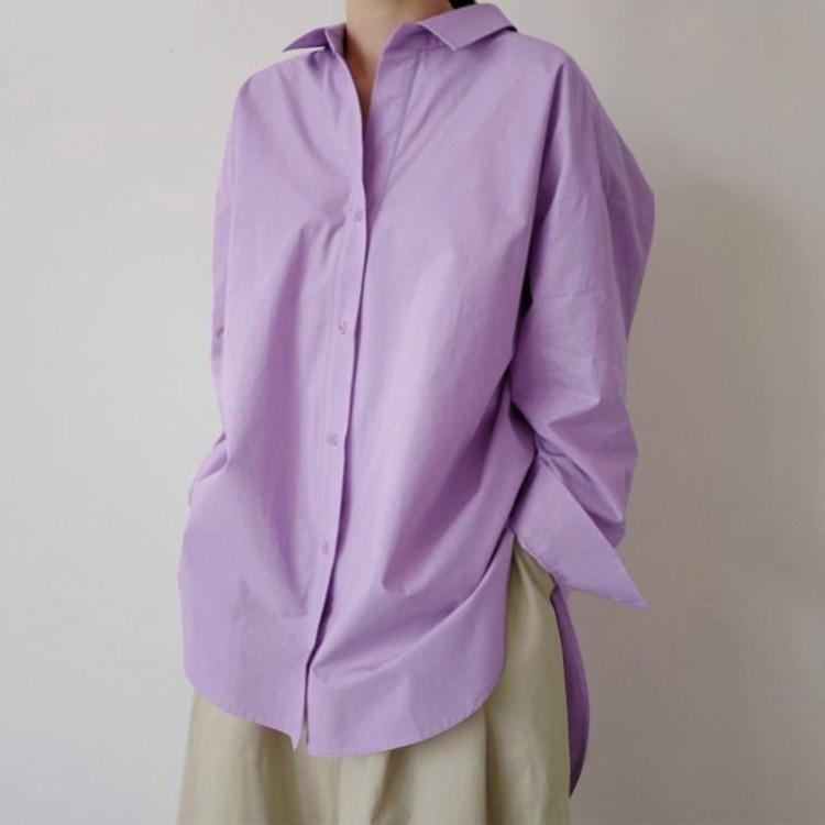 White Women Long Sleeve Loose Fit Shirt Mid Length BF Style Spring Autumn Design Top Literary Niche