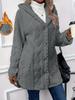 2025 Autumn/Winter Women's Warm Plush Hooded Cardigan - Button-Up Solid Color Coat