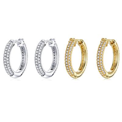 2025 Luxury 925 Sterling Silver Hoop Earrings Gold Plated Wedding Engagement Jewelry with Zircon Perfect Gift for Women BSE300