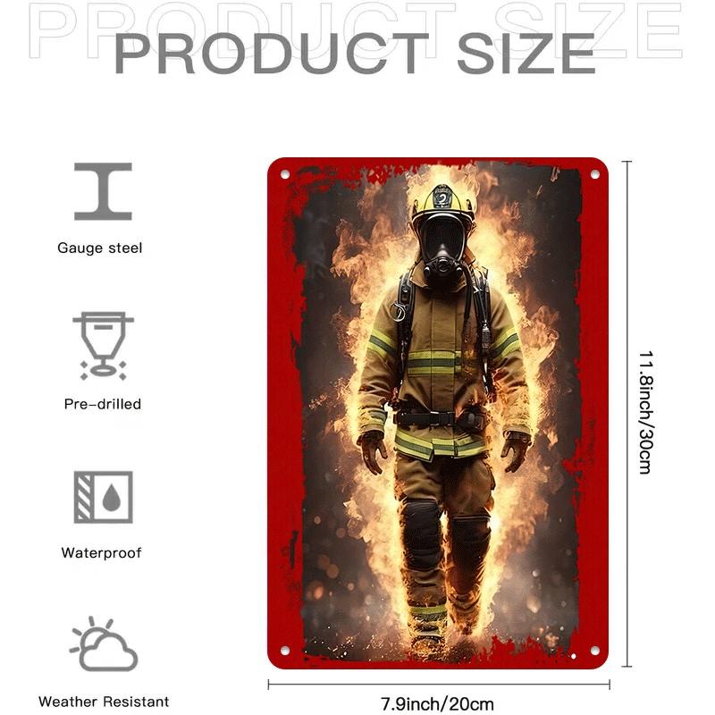 1 Piece: A Metal Wall Hanging Plaque Paying Tribute To Firefighters, Featuring a Metallic Texture. Suitable for Living Room Deco