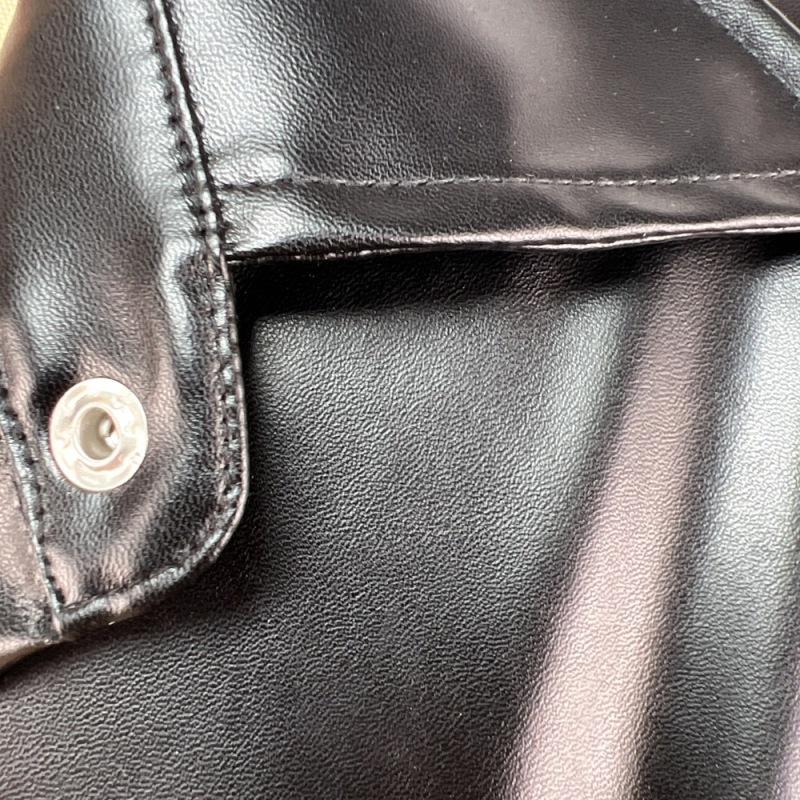 Dámské šaty z matné kůže Elegantní bodycon plisované mini šaty s dlouhým rukávem Párty Stretch PU Slim Y2K šaty do klubů s plným knoflíkem Novinka