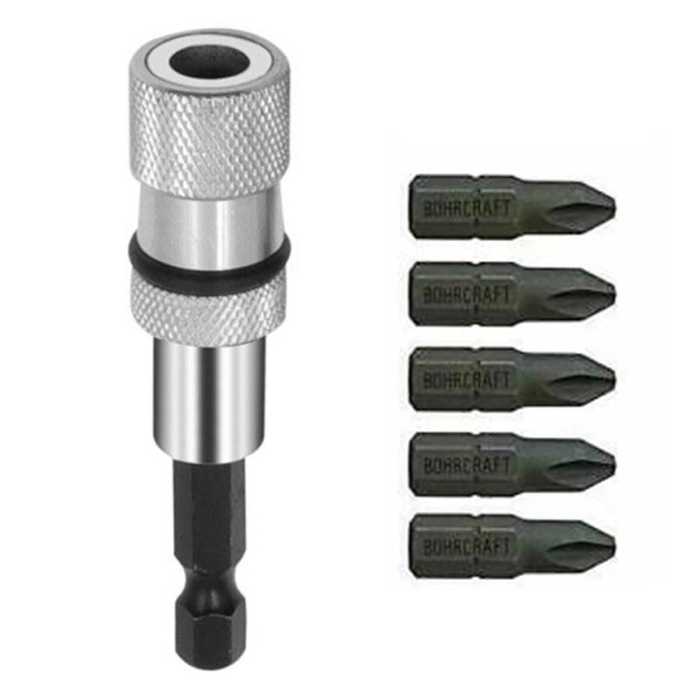 Red/Blue/Silver Hex Shank Magnetic Holder + 5pcs Drill Screwdriver Bits