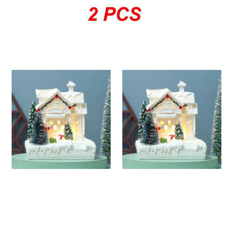 New High 14cm Christmas Light House Village Christmas Decorations For Home Xmas Gifts Christmas Ornaments New Year 2024 Natale N