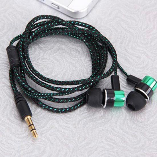 Portable Universal 3.5mm Braided Heavy Bass In-Ear Wired Earphone for Phone