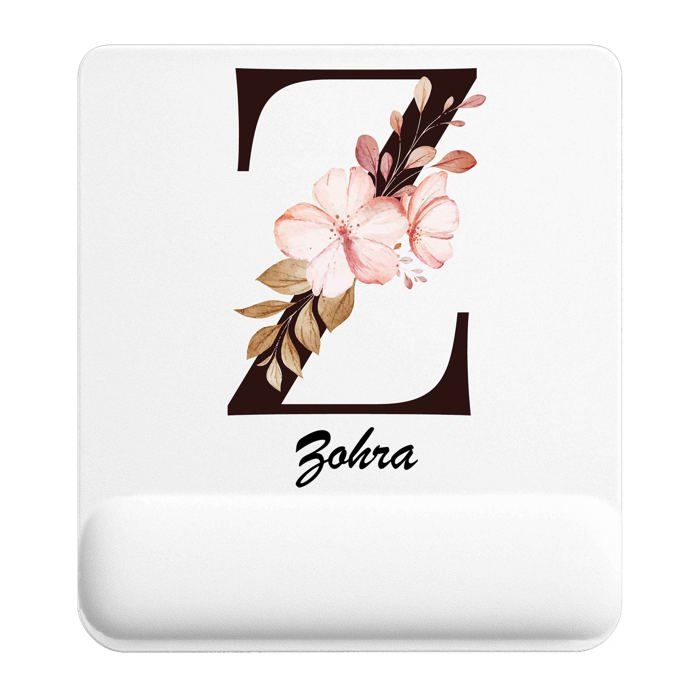 Tapis de souris - PLANETEE - Zohra Lettre Fleur - 22x18 cm - Impression sublimation HD - Surface antidérapante 3 mm