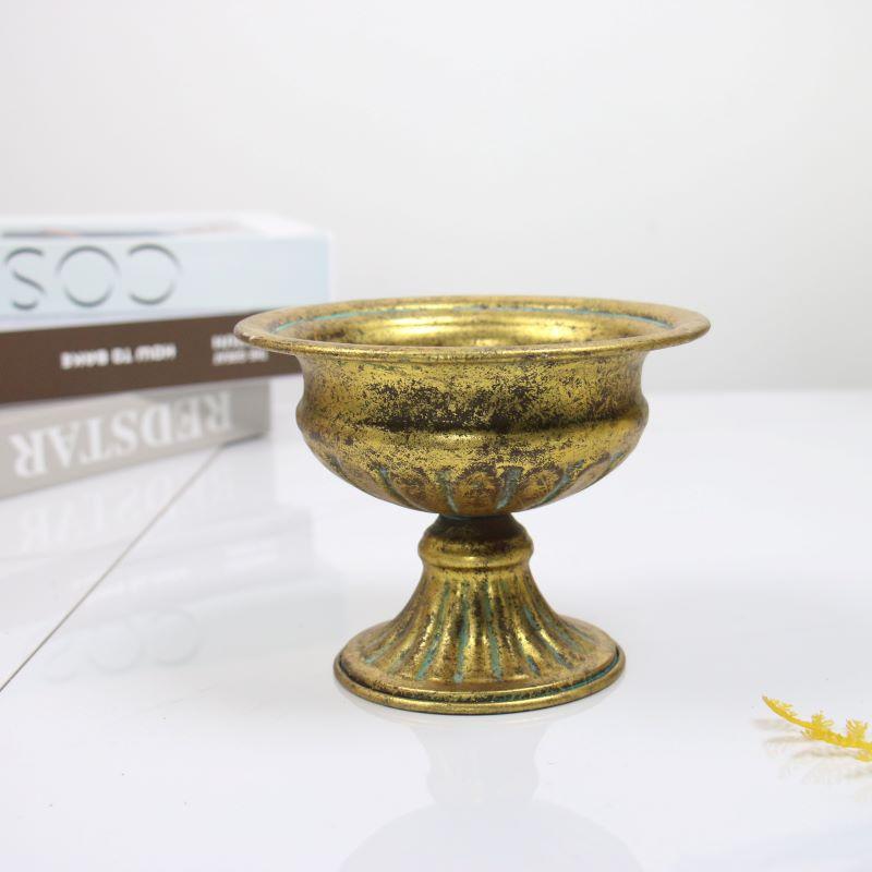 

Y Vintage Metal Tall Flower Basin - European Wedding Decor, Dried Flower Vase for Home/Office/Hotel, Luxury Metallic Decorative