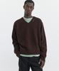 Windeo Slit Merino Wool V-Neck Sweater - Dark Brown