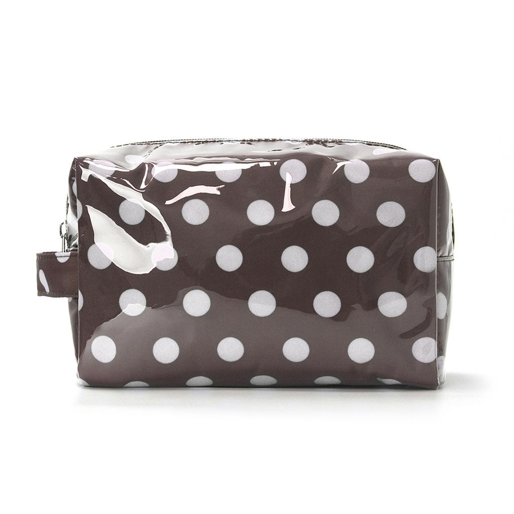 Polka Dot Cosmetic Makeup Organizer with Handle PVC Toiletry Makeup Storage Pouch Storage Travel Bag for Women Ladies Girls