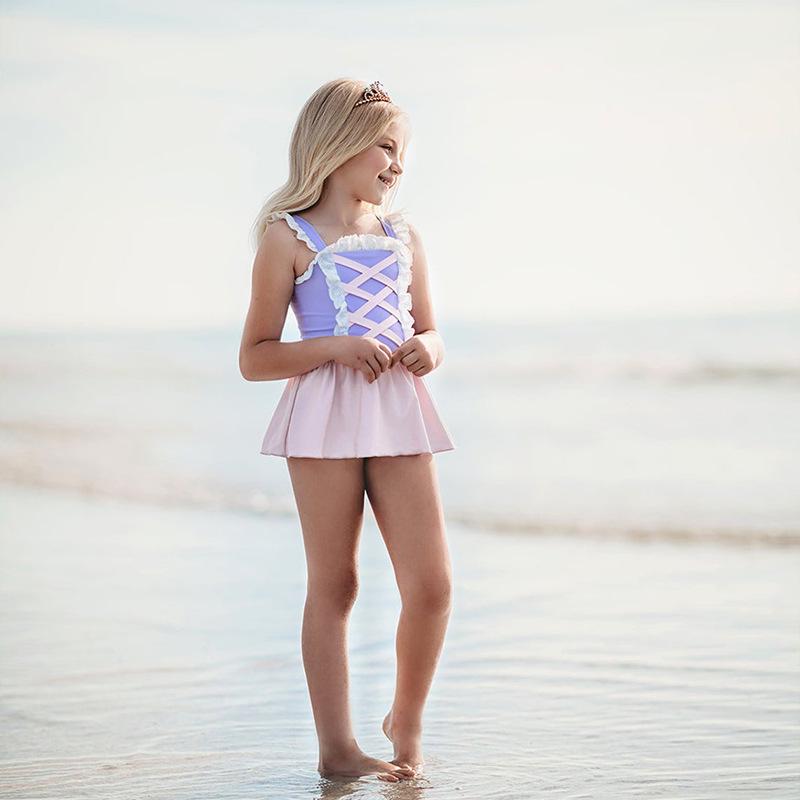 2026 Girls' Disney Princess One-Piece Swimsuit: Cinderella, Snow White & Rapunzel Design