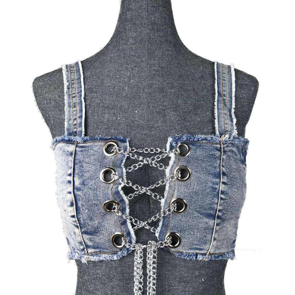 European & American Denim Bikini Sexy Split Swimsuit Set 2024