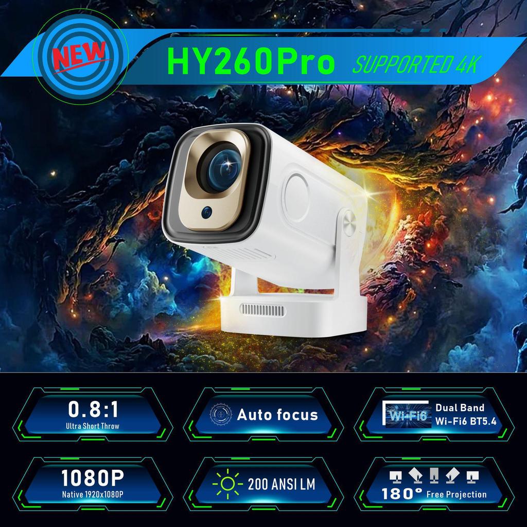 HY300PRO 4K UHD Smart Mini Portable Home & Outdoor Projector