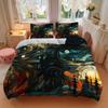 3pcs Wolf In Stained Glass Quilt Cover Set - Soft & Comfortable Polyester Fabric, All-Season Breathable Comforter Set