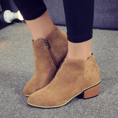 2024 Nuevas Botas de Otoño Invierno para Mujer Ante Femenino Cremallera Lateral Botas Moda Vintage Botines Zapatos De Mujer Botas588