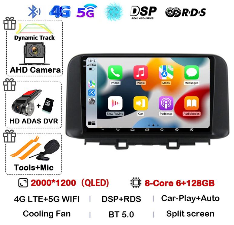 Android 14 Carplay Auto Car Radio Stereo For Hyundai Encino Kona 2018 2019 2020 2021 2022 GPS Multimedia Video Autoradio Player