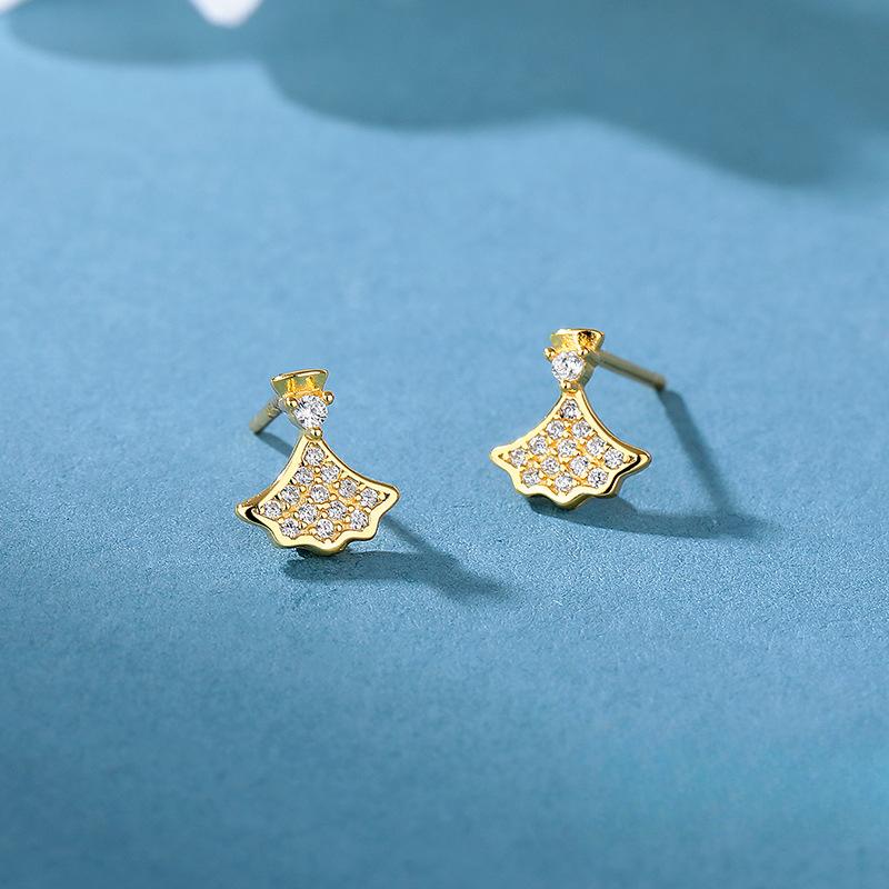 

Серьги в виде абрикосовых листьев с бриллиантовой инкрустацией для женщин, атмосферные, легкие, роскошные, высококачественные, текстурные и темпераментные серьги