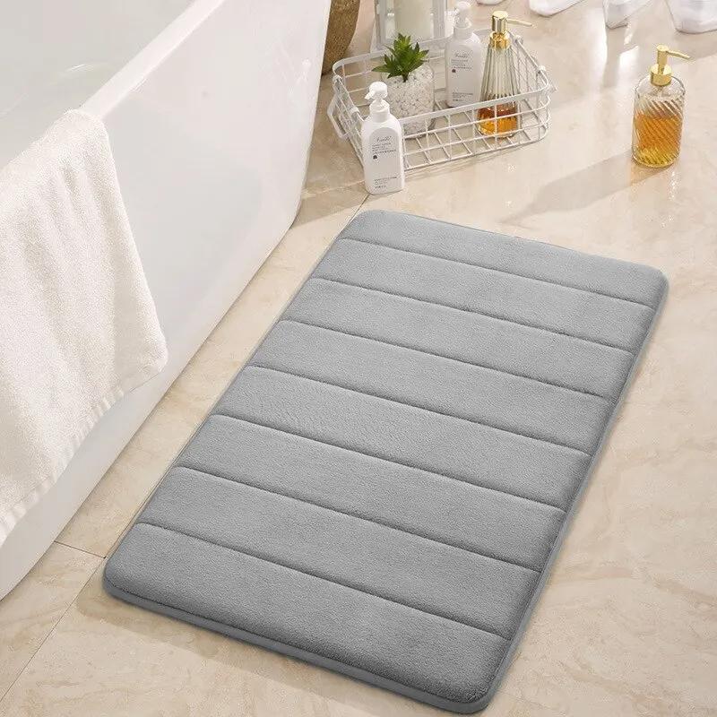 

Home Bath Mat Super Absorbent Bathroom Carpets Rugs Soft Memory Foam Floor Bedroom Toilet Floor Shower Rug Decor серый