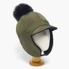 Buckled Short-brimmed Winter Hat with Fur Trim, Trooper Hat with Earflaps