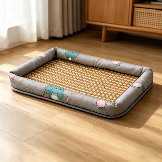 Cat Bed for Indoor Cats Soft Dog Bed with Wicker Mat Anti-slip Pet Sleeping Pad for Kitten Puppy Small Dogs