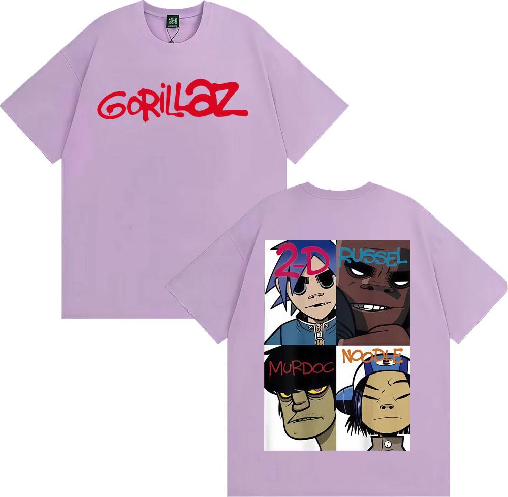 Gorillaz Band Face Arts Graphic Tshirts Unisex Women Clothing Retro Cartoon Short Sleeve T Shirts Fashion Casual Oversized Tshirt
