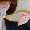 Elegant Zircon Flower Pearl Ear Clips for Women - Non-Piercing Retro Earrings, Light Luxury Exaggerated Coil Design