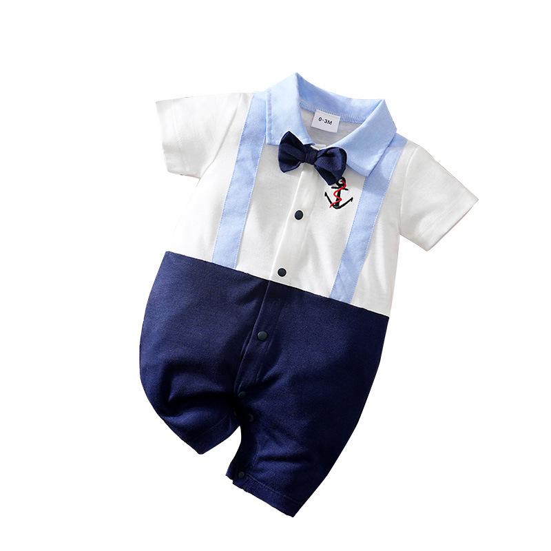 Heren Korte Mouw Zomer Romper voor Pasgeboren en Baby Jongens (0-1 Jaar) - Babykleding