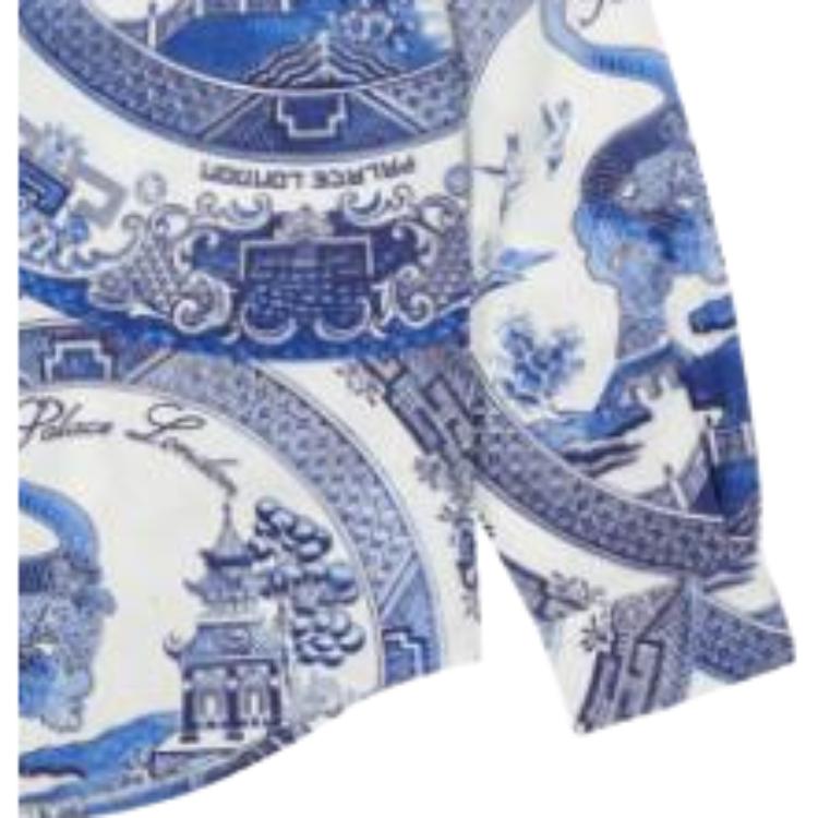 Palace China Plate Shirt Navy Unisex Tops Blue P22SHT111
