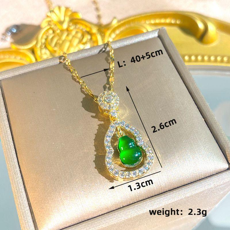 New Chinese ethnic style personalized jadeite hollow gourd necklace design collarbone chain retro high-end neck chain jewelry