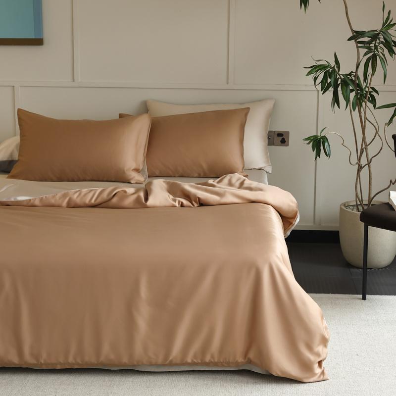 1PC Mulberry Silk Duvet Cover Quilt Cover Solid Color Smooth Comforter Cover with Zipper Closure Double King Queen Size Bedding