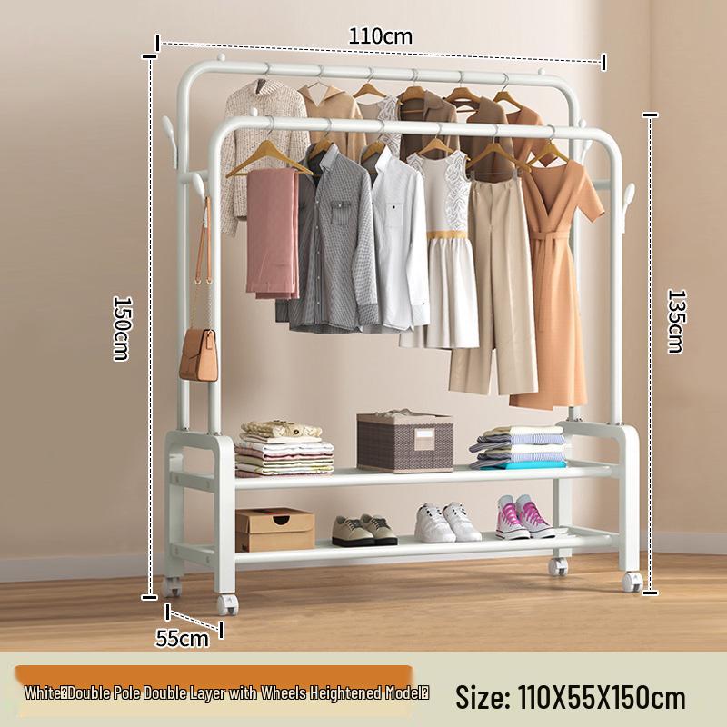 Floor-Standing Indoor Clothes Drying Rack and Coat/Hat Rack for Bedrooms and Dorms.