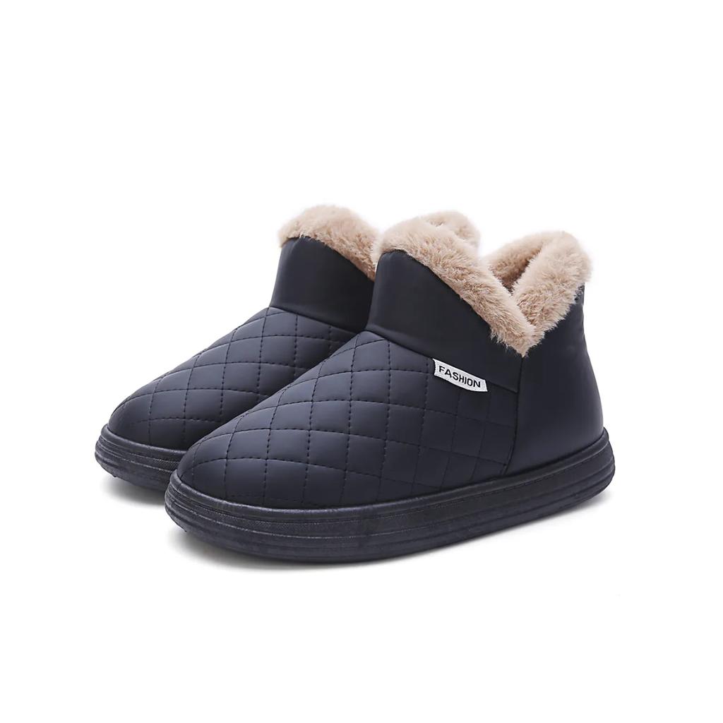WTEMPO Large Size Antiskid Casual Outdoor Flat Heel Snow Boots Women's Winter Thickened Warm Cotton Plush Short Boots Shoes