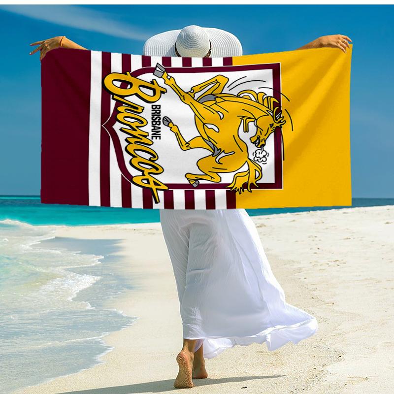Brisbane Broncos Fashion Beach Towel: Ideal for Summer Adventures, Soft, absorbent and quick drying, suitable for swimming and bathing