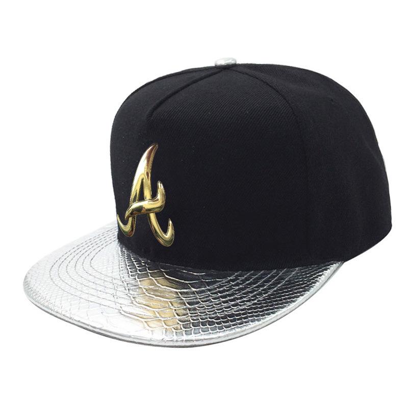 Crocodile Grain Hip Hop Baseball Cap with Rhinestone PU Leather Brim