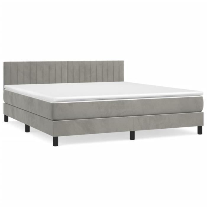 3141437 vidaXL Divan Bed and Mattress Light Grey 180x200cm Velvet