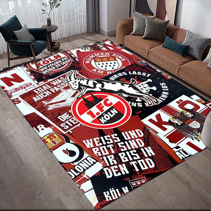 1. FC Cologne Flannel Printed Carpet, Home Sofa Decoration for Living Room & Bedroom, Non‑Slip Play Flannel Floor Mat for Game Room