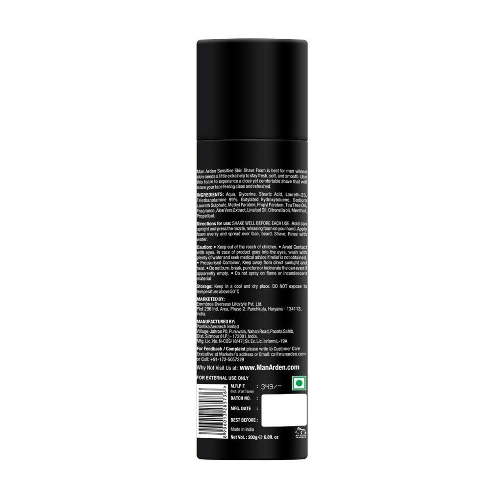 Schiuma da barba: per pelli sensibili (200 g), Schiuma da Barba Sensitive, Man Arden