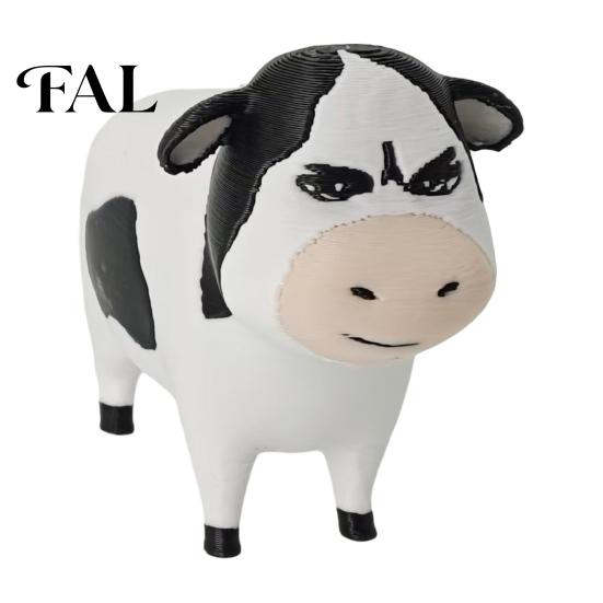 Tabletop Cow Decor 3D Printed Dairy Figurine, Cartoon Cattle Statue for Desk Decor, Office Shelf Ornament Mini Sculpture Home Office, Gift Animal