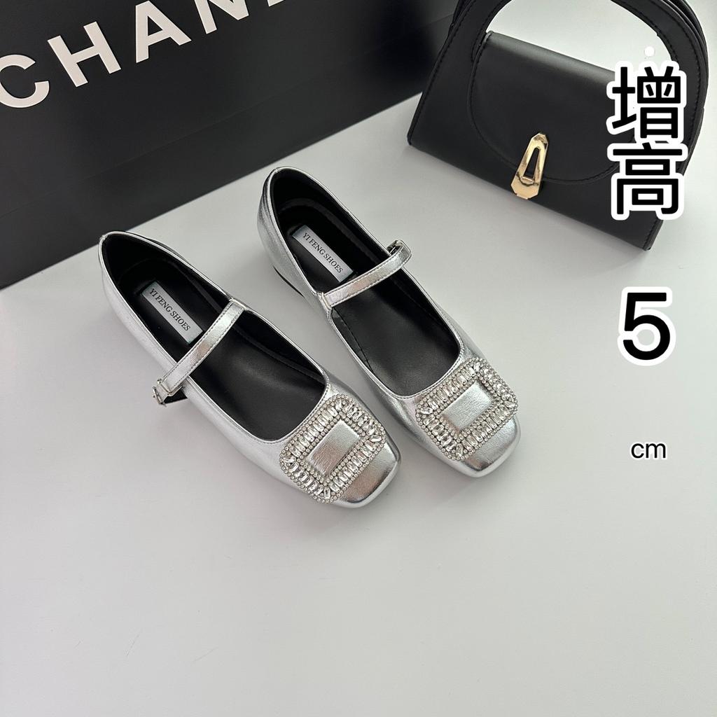 Evening breeze banquet rhinestone height increased by 5 cm with Mary Jane women's single shoes spring and summer 24 new square head women's shoes