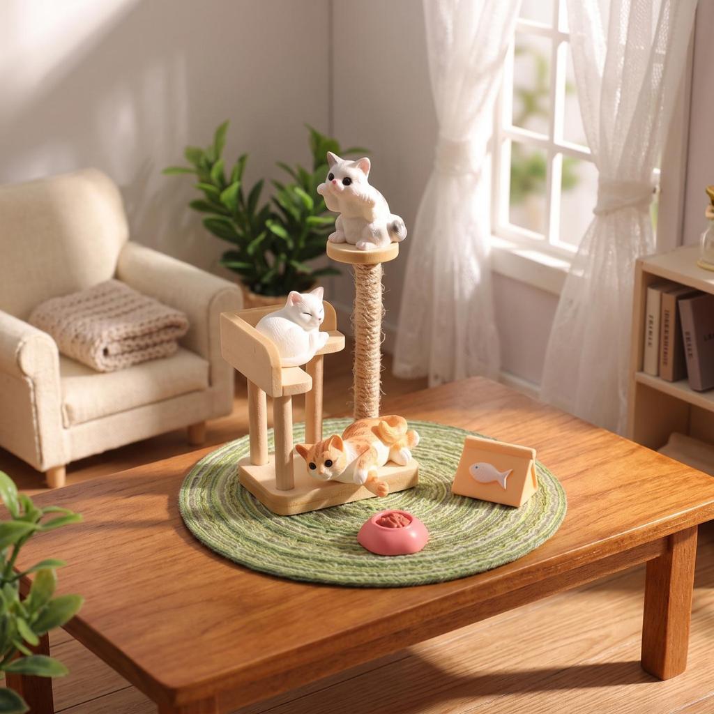 Miniature Cat Tree Cute Decoration Compact for Photo Styling, Photographers