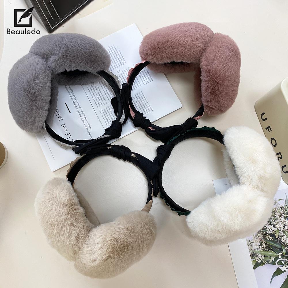 Women's Cute Warm Windproof Plush Earmuffs: Solid Color Ear Warmers for Autumn and Winter, Ideal for Cycling and Versatile Use