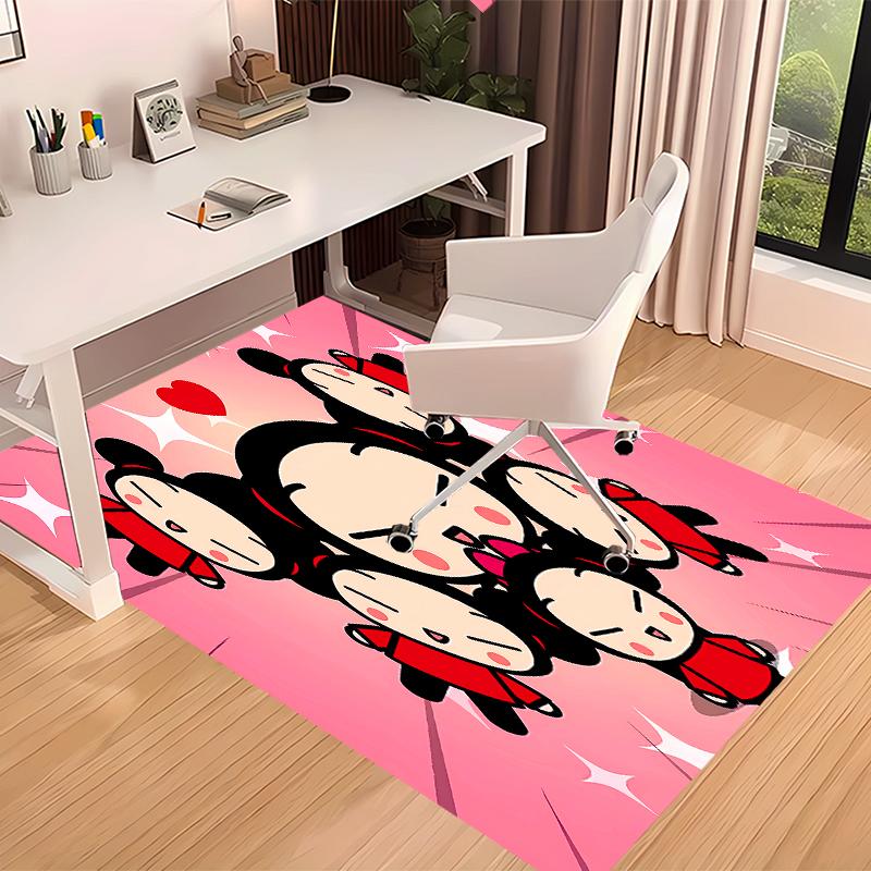 1pc Pucca3 Print Area Rug - Soft, Washable Non-Slip Indoor Mat for Office Chairs, Living Room, Home Office Decorative Rug