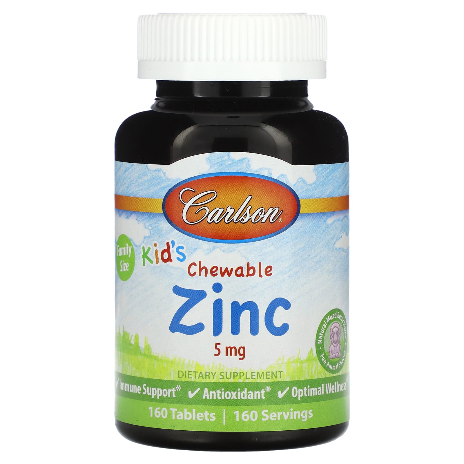 

Carlson, Children s Chewable Zinc, Natural Mixed Berry, 5 mg, 160 Tablets