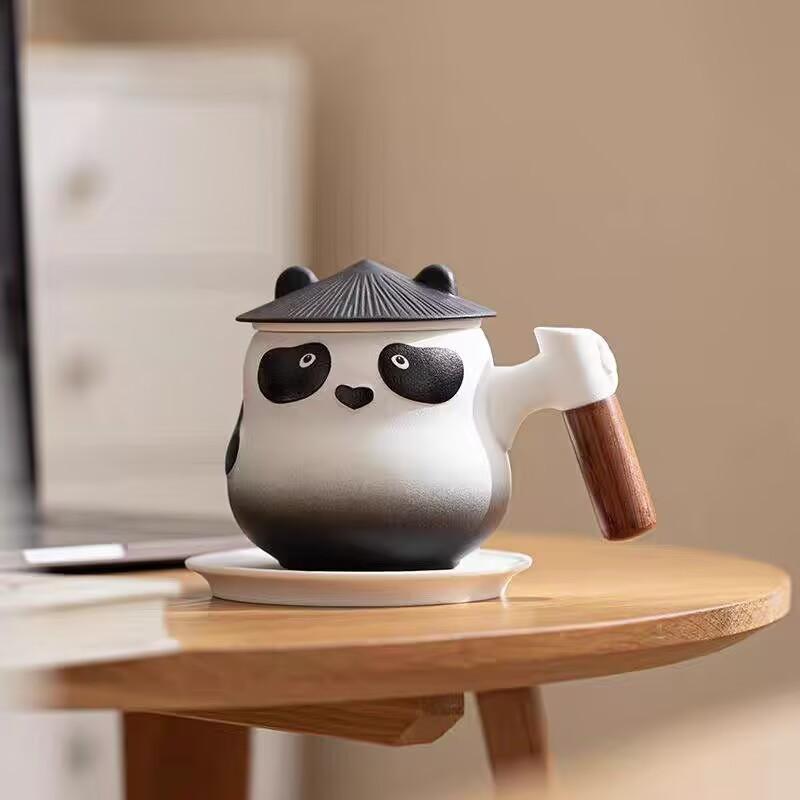 Panda Tea Creative Ceramic Tea Separation Cup With Lid Men'S And Women'S Office Filter Water Cup