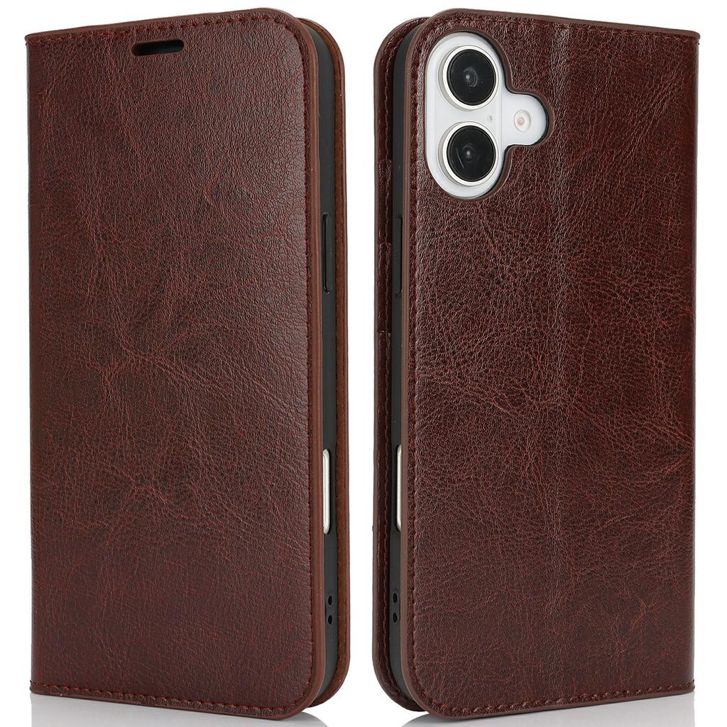For iPhone 16 Case Crazy Horse Texture Split Leather Wallet Phone Cover