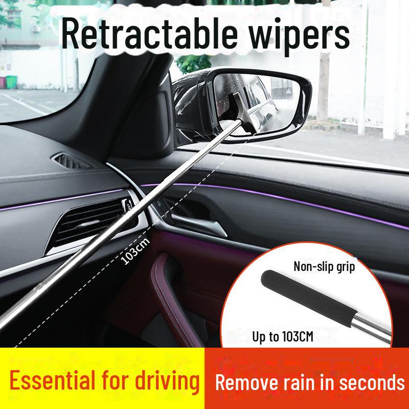 Retractable Car Rearview Mirror Cleaning Brush and Wiper