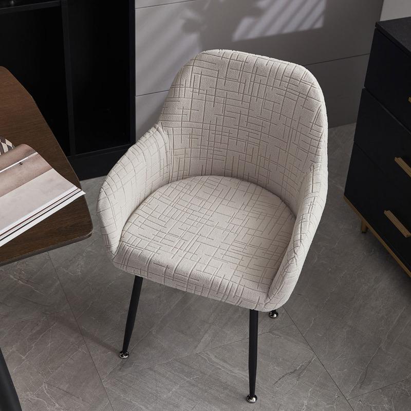 Водонепроницаемый изогнутый современный минималистичный жаккардовый чехол на цельный обеденный стул с нескользящим покрытием 2025 серый 990₽